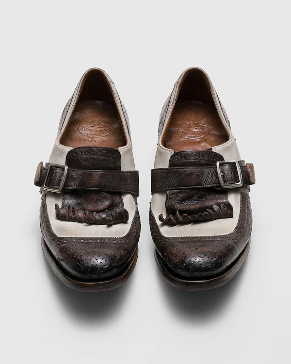 Shanghai W Glacé Kalb und Nubuk Monk Strap