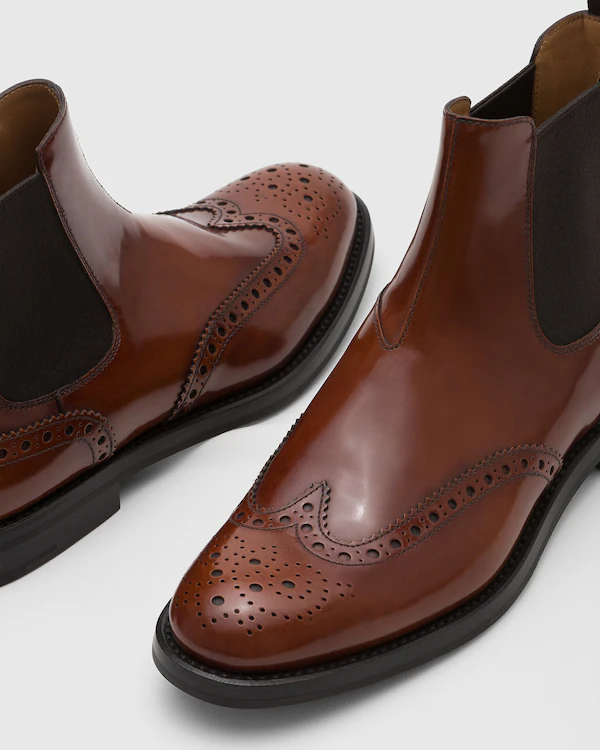 Ketsby Wg polierter Fumè Brogue Chelsea-Stiefel