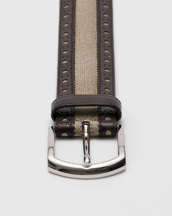 Gürtel Brogue Antiker Kalbsleder und Leinen Gürtel
