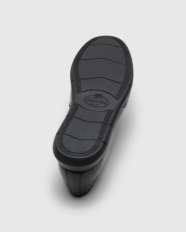 Ringmer Roadrunner Polierter Fumé-Leder-Derby mit Wingtip-Muster