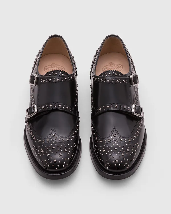 Lana Met. Polierter Binder Monk-Brogue mit Nieten