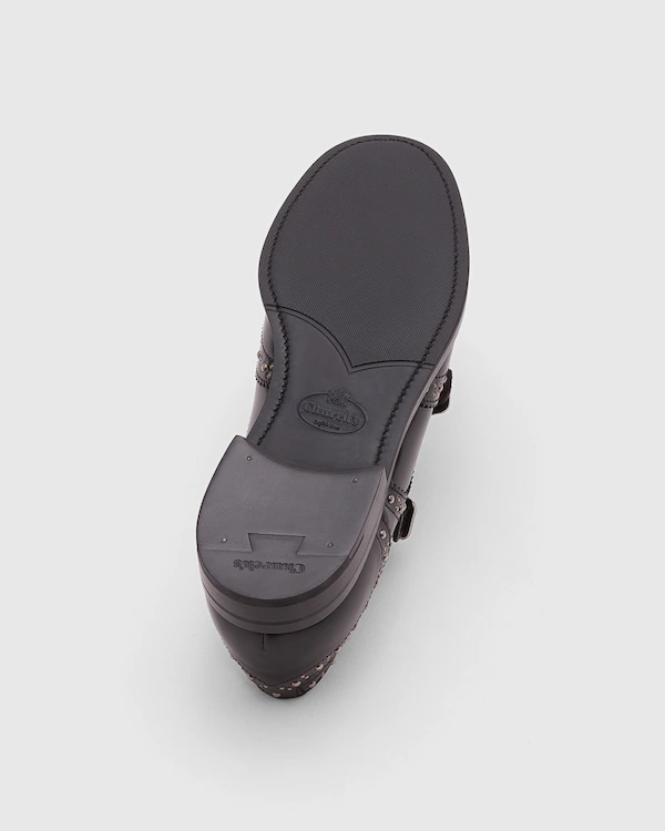 Lana Met. Polierter Binder Monk-Brogue mit Nieten
