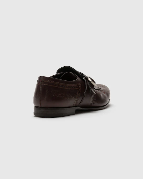 Shanghai Laser Antiqued Calfskin Monk Strap
