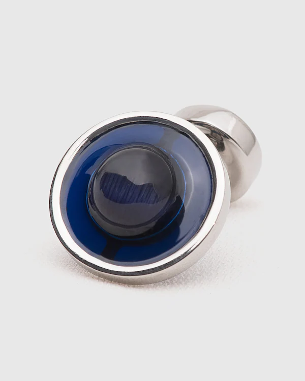 Schwebende Steckknöpfe Catseye & rhodiniert oval